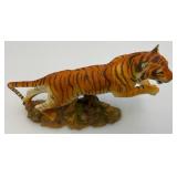 Vintage Hamelton Collection "Powerful Leap" By David Geenty Resin Tiger Statue 9" L x 6" T