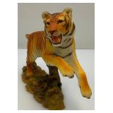 Vintage Hamelton Collection "Powerful Leap" By David Geenty Resin Tiger Statue 9" L x 6" T