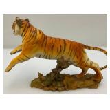 Vintage Hamelton Collection "Powerful Leap" By David Geenty Resin Tiger Statue 9" L x 6" T