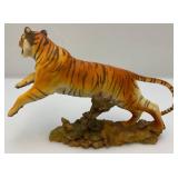 Vintage Hamelton Collection "Powerful Leap" By David Geenty Resin Tiger Statue 9" L x 6" T