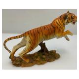 Vintage Hamelton Collection "Powerful Leap" By David Geenty Resin Tiger Statue 9" L x 6" T