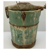 Antique Hand Crank Wooden And Metal Iced Cream maker