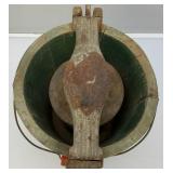 Antique Hand Crank Wooden And Metal Iced Cream maker