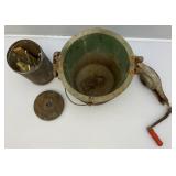 Antique Hand Crank Wooden And Metal Iced Cream maker