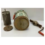 Antique Hand Crank Wooden And Metal Iced Cream maker