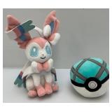 Tomy Pokemon Evolution Pink Sylveon Eevee Plushie 9" And 5" Poke Ball