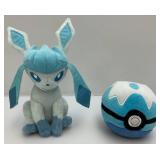 Tomy Pokemon Glaceon Nintendo Takara Plushie 9" And 5" Poke Ball