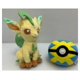 Tomy Pokemon Leafon 8"  Plushie And 5" Poke Ball