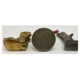 Vintage Misc. Miniature Collectibles Including Pewter/Brass Figurines, Clock & Music Box (Works)