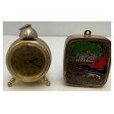 Vintage Misc. Miniature Collectibles Including Pewter/Brass Figurines, Clock & Music Box (Works)