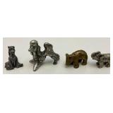 Vintage Misc. Miniature Collectibles Including Pewter/Brass Figurines, Clock & Music Box (Works)