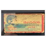 Antique Wood Fishing Lures Framed With Hehon Dowagiac Lure Box