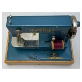Vintage Miniature Cast Metal KAYanEE Sew Master Kids Sewing Machine Battery Operated 9" L x 7" H x 4 1/2" W