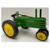 Large Wood Handmade John Deere Tractor 15 3/4" x 10 1/2"H x 11" W (Back Wood Wheels Have Crack And Need Repair)