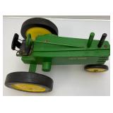 Large Wood Handmade John Deere Tractor 15 3/4" x 10 1/2"H x 11" W (Back Wood Wheels Have Crack And Need Repair)