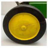 Large Wood Handmade John Deere Tractor 15 3/4" x 10 1/2"H x 11" W (Back Wood Wheels Have Crack And Need Repair)