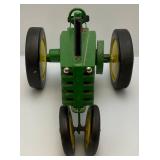 Large Wood Handmade John Deere Tractor 15 3/4" x 10 1/2"H x 11" W (Back Wood Wheels Have Crack And Need Repair)