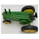 Large Wood Handmade John Deere Tractor 15 3/4" x 10 1/2"H x 11" W (Back Wood Wheels Have Crack And Need Repair)