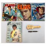 Vintage Elvis Presley Magazines And Pen In Guitar Holder