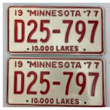 Set Of 1977 Minnesota License Plates Never Used & Vintage Texas Trailer Plate
