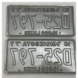 Set Of 1977 Minnesota License Plates Never Used & Vintage Texas Trailer Plate