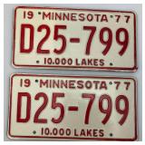 Set Of 1977 Minnesota License Plates Never Used & Vintage Weed H8R Plate