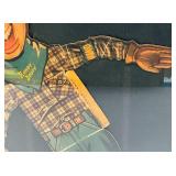 Very Old (HOWDY DOODY)  Cardboard Puppet With Moveable Arms Framed Behind Glass 14  3/4"