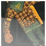 Very Old (HOWDY DOODY)  Cardboard Puppet With Moveable Arms Framed Behind Glass 14  3/4"