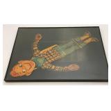 Very Old (HOWDY DOODY)  Cardboard Puppet With Moveable Arms Framed Behind Glass 14  3/4"