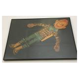 Very Old (HOWDY DOODY)  Cardboard Puppet With Moveable Arms Framed Behind Glass 14  3/4"