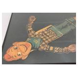 Very Old (HOWDY DOODY)  Cardboard Puppet With Moveable Arms Framed Behind Glass 14  3/4"