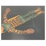 Very Old (HOWDY DOODY)  Cardboard Puppet With Moveable Arms Framed Behind Glass 14  3/4"
