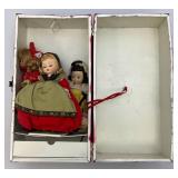 Vintage Tin Doll Case With Misc. Collectors Dolls Including Madam Alexander And More
