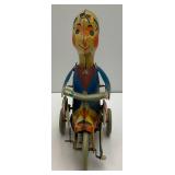 Vintage Kovap Wind Up Tin Toy Bot On Tricycle (WORKS) No Key