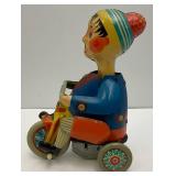 Vintage Kovap Wind Up Tin Toy Bot On Tricycle (WORKS) No Key