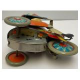 Vintage Kovap Wind Up Tin Toy Bot On Tricycle (WORKS) No Key