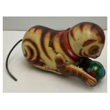 Vintage Tin Wind Up Cat (Works) Made In China (No Key) Runs In Circles And Rolls Over (VERY FUN)