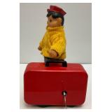 Vintage Tin Bellboy Wind Up W/Suitcase With Key (WORKS) 5.75" Tall