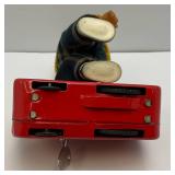 Vintage Tin Bellboy Wind Up W/Suitcase With Key (WORKS) 5.75" Tall