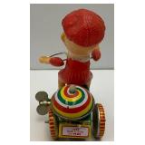 Vintage Tin Wind Up Boy On Tricycle With Ringing Bell (Works) Made In China