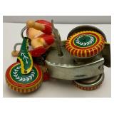 Vintage Tin Wind Up Boy On Tricycle With Ringing Bell (Works) Made In China