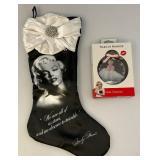 Vintage Marilyn Monroe Christmas Silk Stocking 17"  & Ornament (NIB)