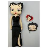 Vintage Betty Boop Stuffed Doll With Black Dress 18" & Coin Purse (NWT)