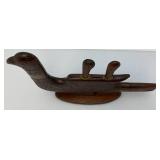 Vintage Wooden Hand Carved Bird, Knife And Fork Set Missing Two Forks Made In India