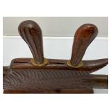 Vintage Wooden Hand Carved Bird, Knife And Fork Set Missing Two Forks Made In India