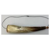 Vintage Black Powder Horn Complete With Stopper 13"