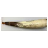 Vintage Black Powder Horn Complete With Stopper 13"