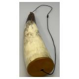 Vintage Black Powder Horn Complete With Stopper 13"