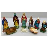 Vintage Paper Mache Composite 5" Nativity Set Made In Japan