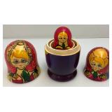 Vintage Russian Nesting Doll Set Largest Is 7" Tall